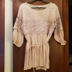 Jessica Simpson light pink maternity top with embroidery size Large